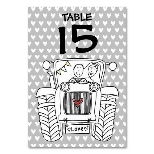 Custom Country Wedding Traktor Tischnummer (Vorderseite)