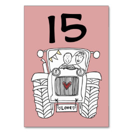 Custom Country Wedding Traktor Tischnummer