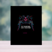 Custom Couple Anniversary Neon Parrots Winter Hood Acrylschild (Neutral)