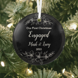 Custom Couple Christmas Glass Ornament