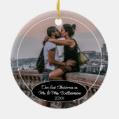 Custom Couple First Christmas Classic Personalisie Keramik Ornament (Hinten)