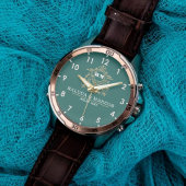 Custom couple floral names monogram  green armbanduhr