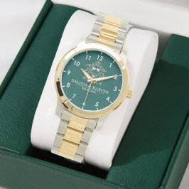 Custom couple floral names monogram green armbanduhr