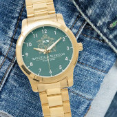 Custom couple floral names monogram green armbanduhr