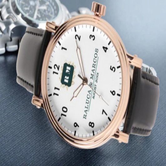 Custom couple floral names monogram wedding armbanduhr