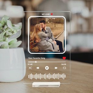 Custom Couple Foto Liebe Musik Akryllische Plaque Acrylschild