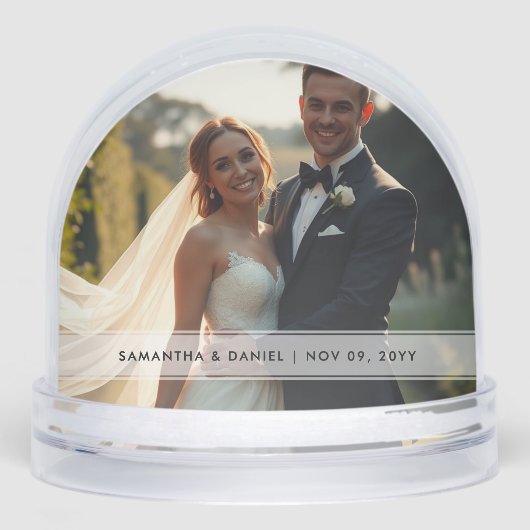 Custom Couple Foto & Name Bride Groom Wedding Schneekugeln (Vorderseite)