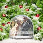 Custom Couple Foto & Name Bride Groom Wedding Schneekugeln (Weihnachten)