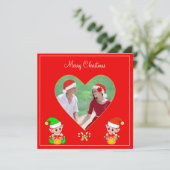 Custom Couple Foto & Niedlich Elf Weihnachten (Stehend Vorderseite)