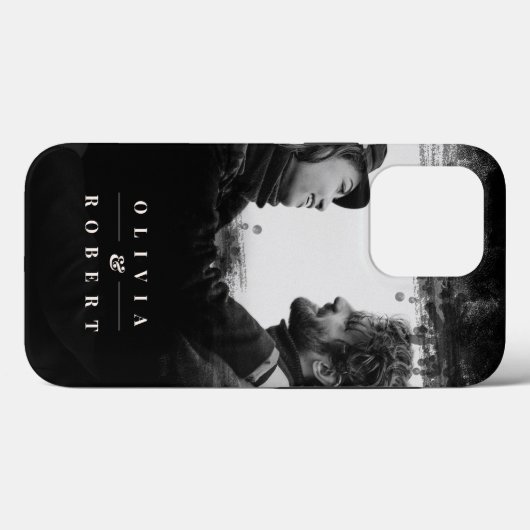 Custom Couple Foto Stilvolles Schwarz Abstrakt Case-Mate iPhone Hülle (Rückseite (Horizontal))