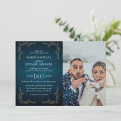 Custom Couple Foto Wedding Einladung (Stehend Vorderseite)