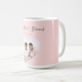 Custom Couple FotoHeart Blush Pink Jubiläum Kaffeetasse (VorderseiteRechts)
