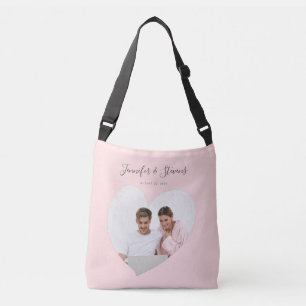 Custom Couple FotoHeart Blush Pink Jubiläum Tragetaschen Mit Langen Trägern