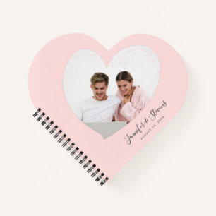 Custom Couple FotoHeart Blush Pink Notizblock