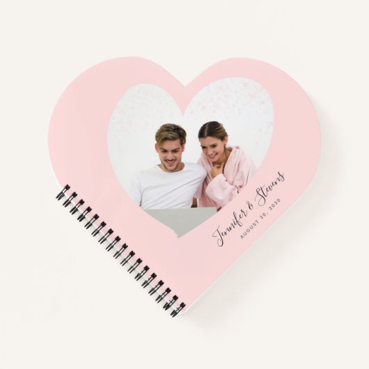 Custom Couple FotoHeart Blush Pink Notizblock (Vorderseite)