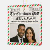 Custom Couple Gift Our First Christmas Newspaper Keramikornament (Links)