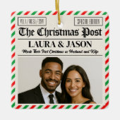 Custom Couple Gift Our First Christmas Newspaper Keramikornament (Vorderseite)