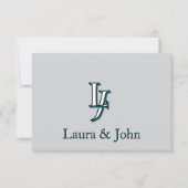 Custom Couple Initials and Names Flat Card Dankeskarte (Vorderseite)