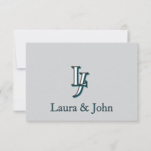 Custom Couple Initials and Names Flat Card Dankeskarte (Vorderseite)