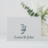 Custom Couple Initials and Names Flat Card Dankeskarte (Stehend Vorderseite)