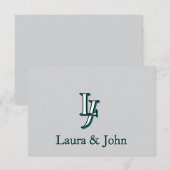 Custom Couple Initials and Names Flat Card Dankeskarte (Vorne/Hinten)