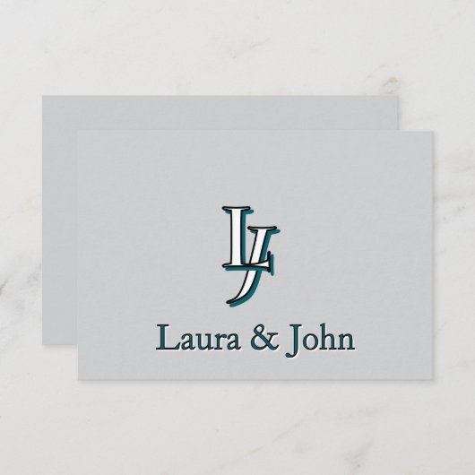 Custom Couple Initials and Names Flat Card Dankeskarte (Vorne/Hinten)