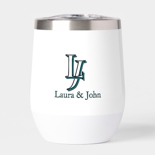 Custom Couple Initials and Names Water Bottle (Vorderseite)