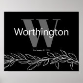 Custom Couple Last Name Elegant Wedding Print Poster (Vorne)