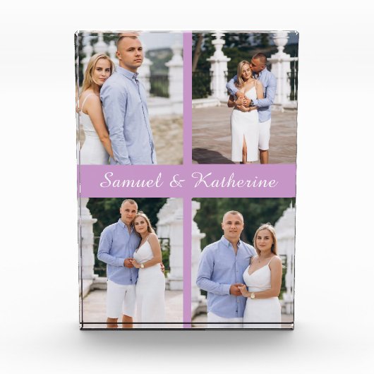 Custom Couple Love Script Acrylic Photo Block (Vorderseite)