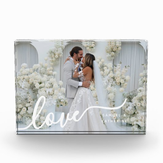 Custom Couple Love Script Photo Block (Vorderseite)