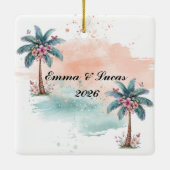 Custom Couple Maldives Honeymoon Keepsake Keramikornament (Rückseite)