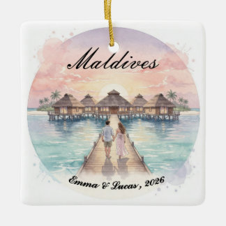 Custom Couple Maldives Honeymoon Keepsake Keramikornament