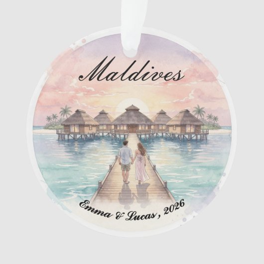Custom Couple Maldives Honeymoon Keepsake Ornament (Vorderseite)