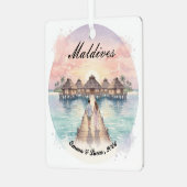 Custom Couple Maldives Honeymoon Keepsake Ornament Aus Metall (Vorderseite links)