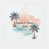 Custom Couple Maldives Honeymoon Keepsake Ornament Aus Metall (Rückseite)