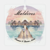 Custom Couple Maldives Honeymoon Keepsake Ornament Aus Metall (Vorderseite)
