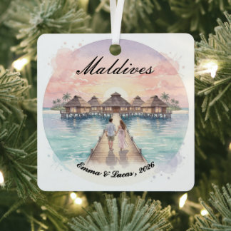 Custom Couple Maldives Honeymoon Keepsake Ornament Aus Metall