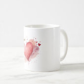 Custom Couple Name Watercolor Heart Classic Mug Kaffeetasse (VorderseiteRechts)