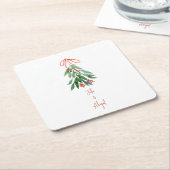 Custom Couple Names Mistletoe Weihnachten Rechteckiger Pappuntersetzer (angewinkelt)