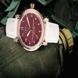 Custom couple names monogram burgundy armbanduhr