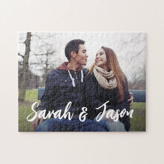 Custom Couple Names und Custom Foto Jigsaw Puzzle (Horizontal)
