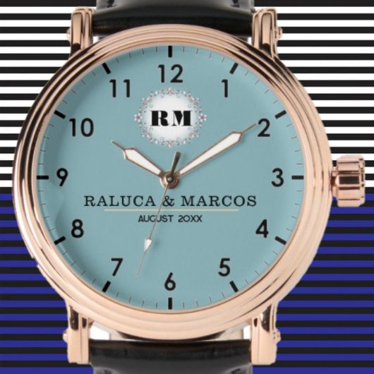 Custom couple names vintage floral monogram armbanduhr