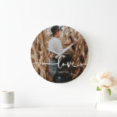 Custom Couple Newi Wed Foto Gift Große Wanduhr (Zuhause)
