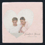 Custom Couple Photo Heart Blush Pink Steinuntersetzer<br><div class="desc">add couple photo fitted in a form of a cute lovely pink heart to that Coaster with adding couple name in a beautiful typographic fancy font, it can be an unique gift especially for valentine's holiday for wife and husband, newlyweds, boyfriend and girl friend, engaged couples and for everyone for...</div>