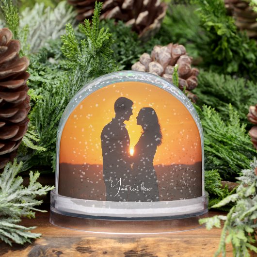 Custom couple photo text Snow Globe Schneekugeln (Winter)