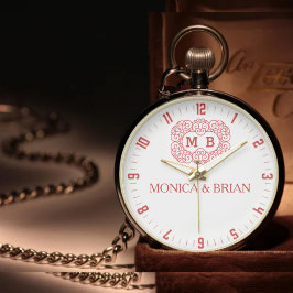 Custom Couple’s name red and white Monogram  Armbanduhr