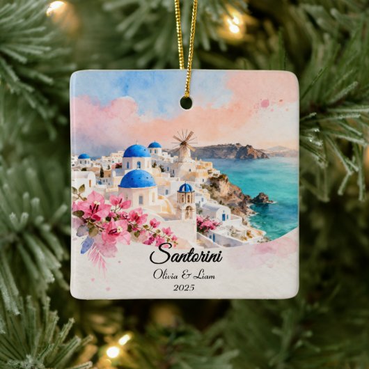 Custom Couple’s Travel Keepsake Keramikornament (Baum)
