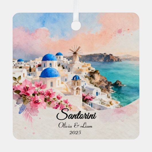 Custom Couple’s Travel Keepsake Ornament Aus Metall (Vorderseite)