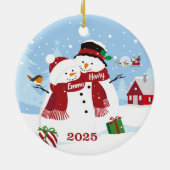 Custom Couple Snowman Christmas Ornament (Hinten)