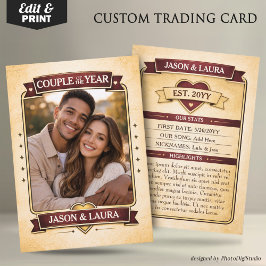 Custom Couple Trading Card, Custom Anniversary  Telefonnummerkarte
